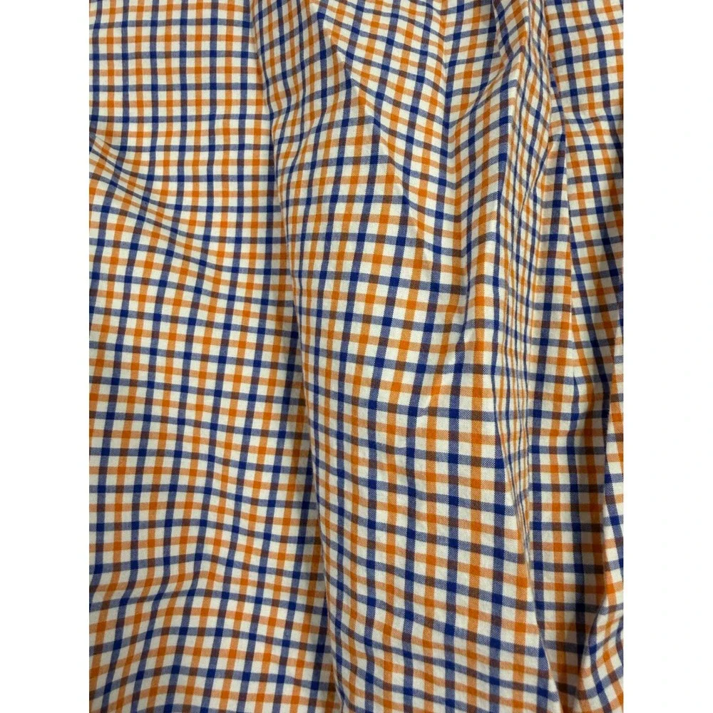 Ralph Lauren Button Down Shirt L (14-16) Orange Blue Gingham Kids Boys